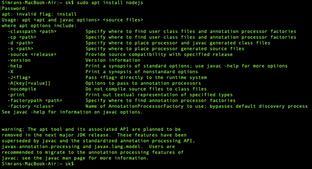 sudo apt install nodejs